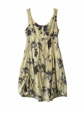 Animale Yellow Floral Scoop-Neck Midi Dress Size XS or S Boho Cottagecore